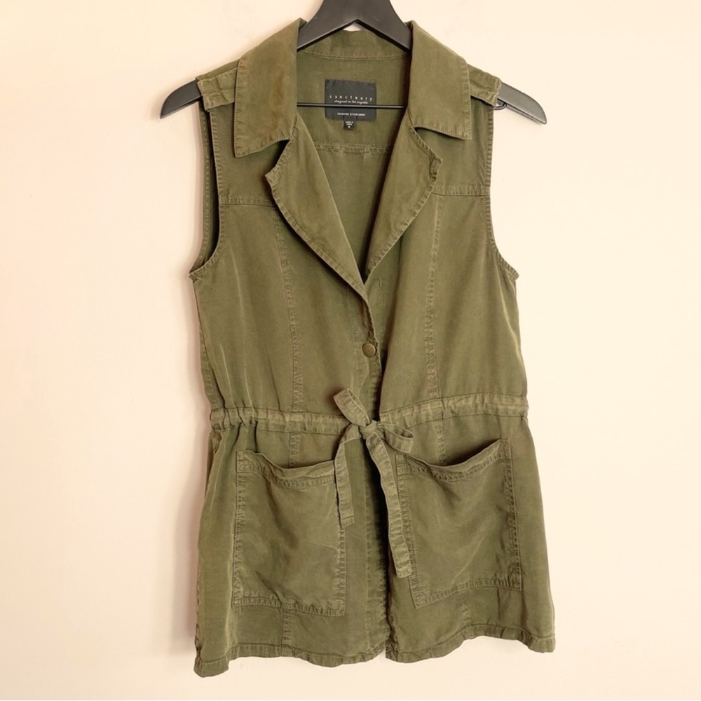Sanctuary Olive Green Sleeveless Tie Vest - S